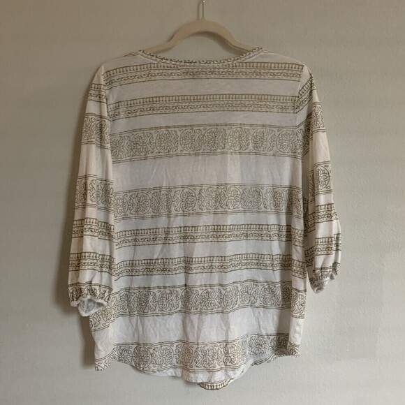 Lauren Ralph Lauren Plus Size 1X Multicolor Gold Metallic Boho Print Blouse - Picture 3 of 5